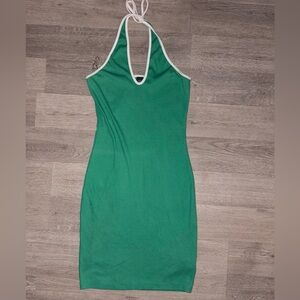 Wild Fable Green Backless Dress with White Trim